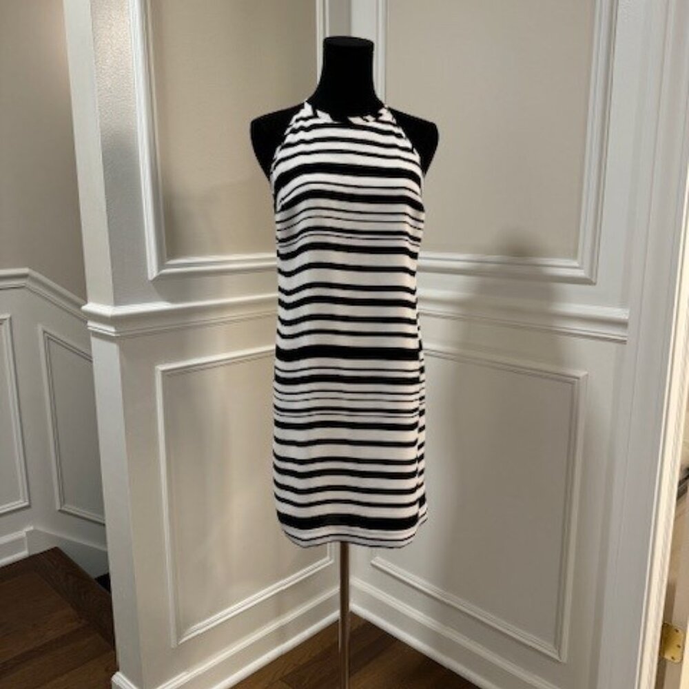 Banana Republic mini dress black & white stripes EUC XS